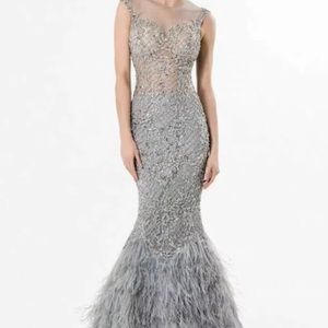 Terani beaded feather gown